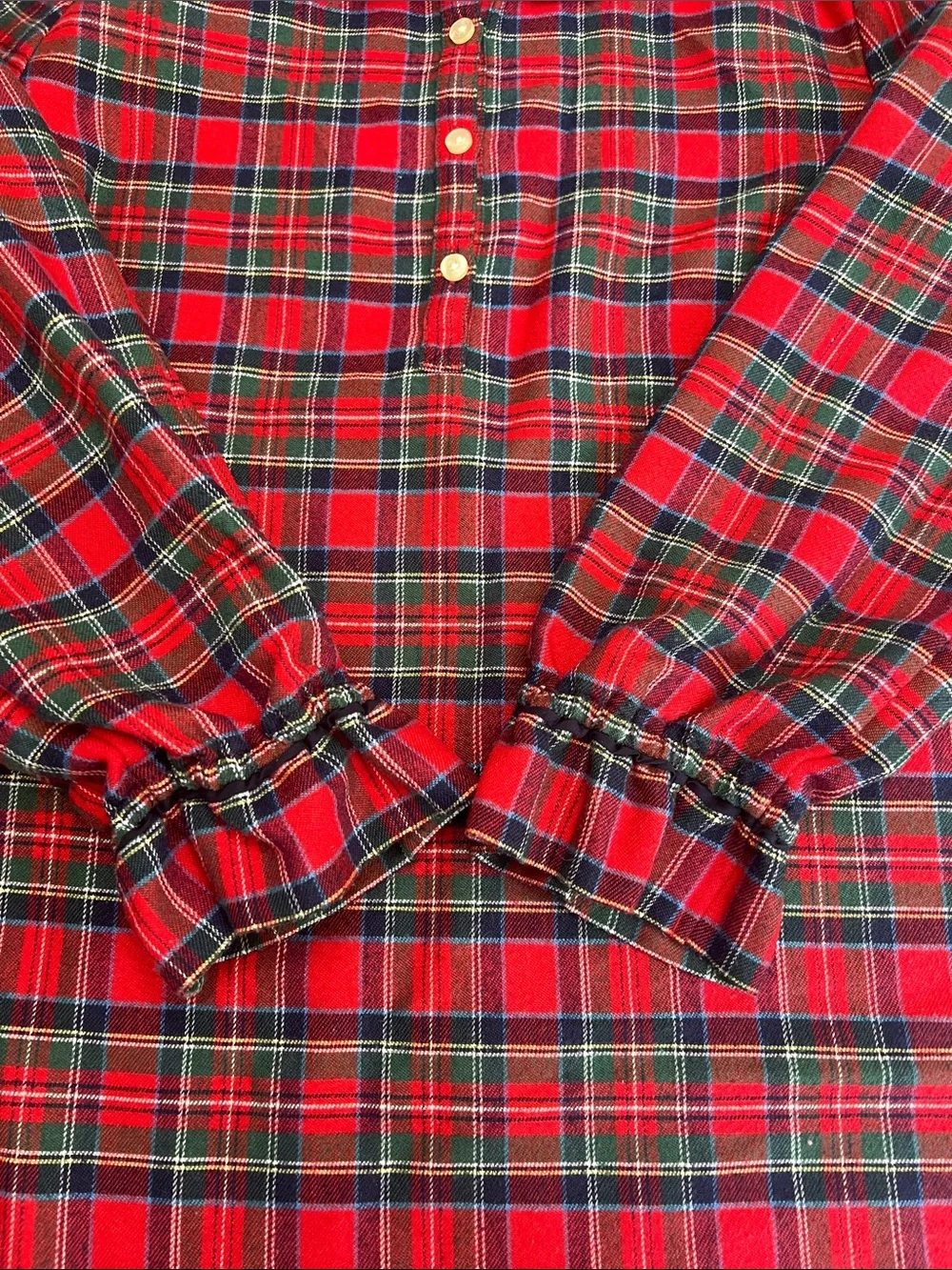 Vineyard Vines Red and Green Plaid Ruffle-Trim Nightgown